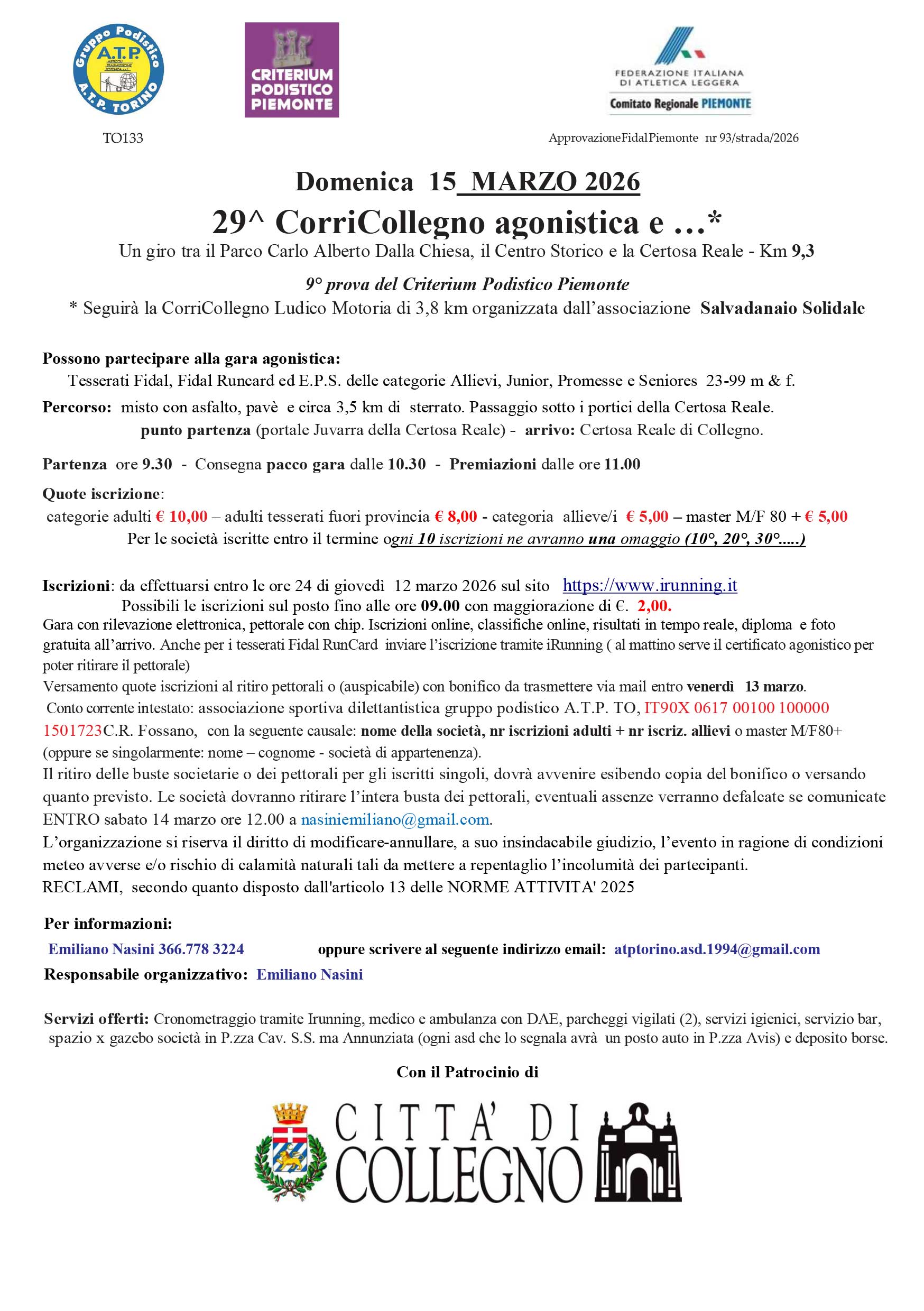 29^ CorriCollegno agonistica e ..* (7^ Gara sociale)